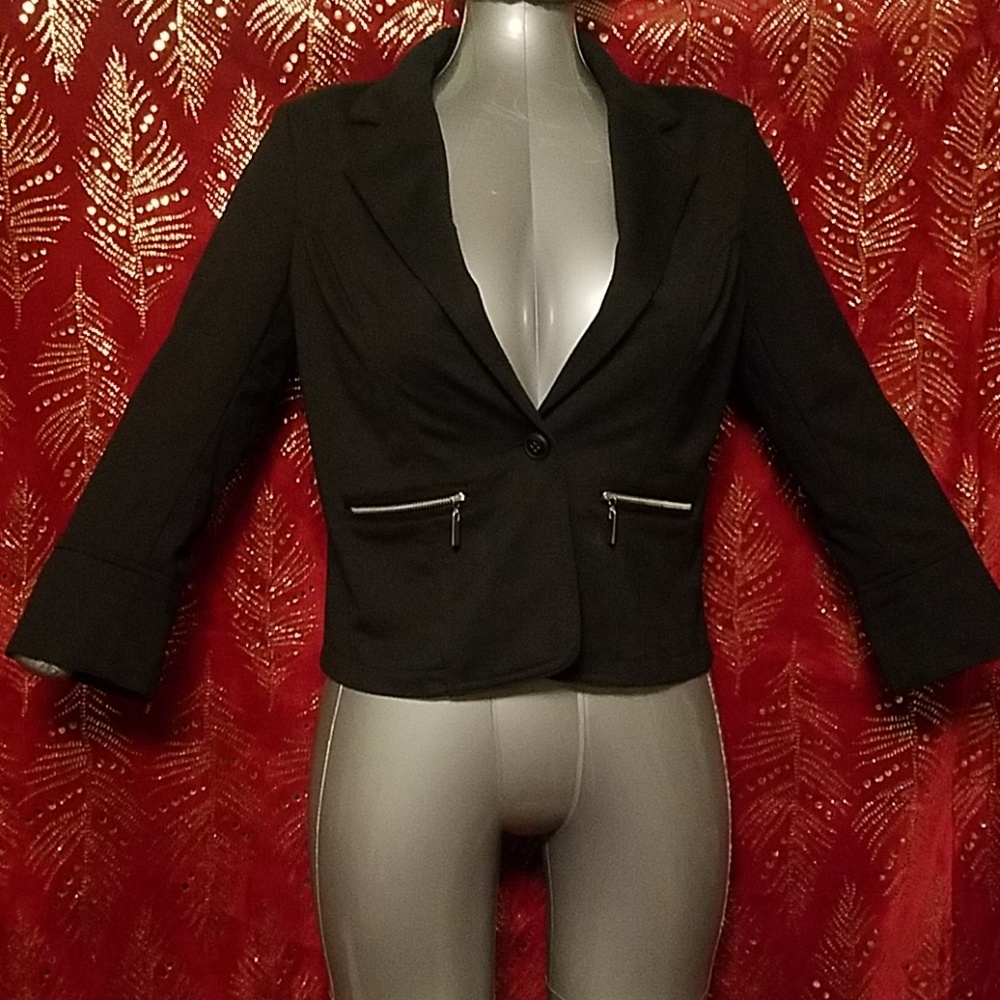 Black One Button Blazer